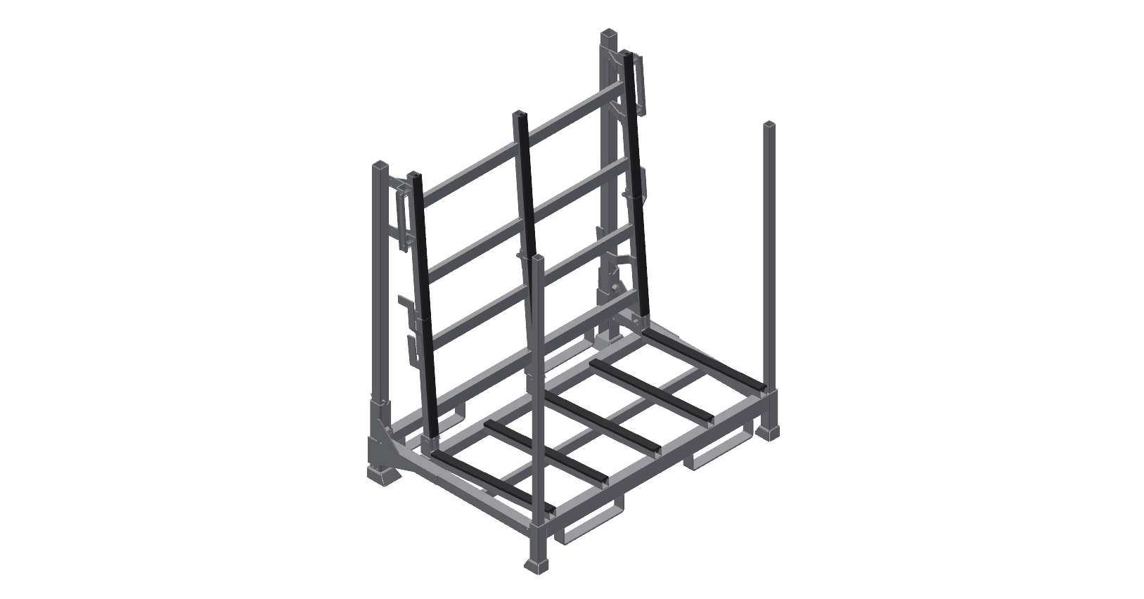 Stapelbares L-Klappgestell in aufgeklappter Transportposition